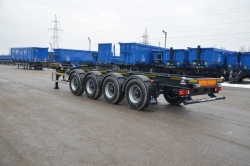 Semi-trailer-container wagon TONAR model 9989 with axles manufactured by TONAR of models: 90422, 90424, 90431