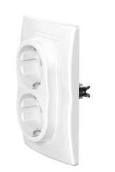 CADUCEUS ALING PRESTIGE flush-mounted double earthed socket without cover with plastic base 16A, 250V~, white, a