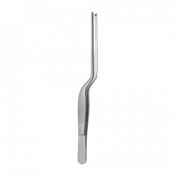 TP-03-258-14 Surgical ear forceps, bayonet-shaped, curved, 140 mm
