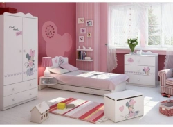 Children's wooden furniture "Zhenechka" (bed, table, wardrobe)