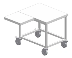 Equipment stand 600x460x560 mm, wheeled supports, pull-out shelf, stainless steel.
