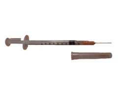Single-use sterile three-detail self-locking injection syringe with capacity of 1 ml in "B" version
