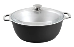 Cast aluminium 5L roasting pot (DP coated) TM Kukmara, with glass lid
