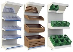 Wooden furniture for trade: shelving unit of "Edelwood" trade mark