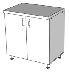 Serving table with shelves