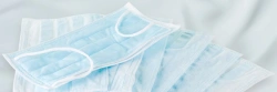 Medical masks from nonwoven material disposable three-layer with nasal fixator, on elastic bands Standard 14,0 cm x 8,0 cm 50sh
