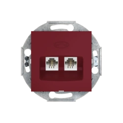 CADUCEUS ALING PRESTIGE Flush-mounted double telephone socket 2xRJ12 6P2C, burgundy, Art. 6011.3 (mechanism)