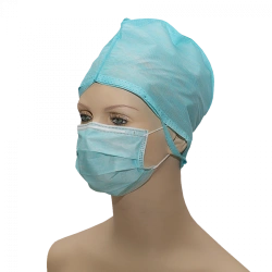 Medical mask of non-woven materials non-sterile "GEXA" (three-layer, on elastic band, turquoise)