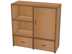 Shelving unit with door and drawers from the set "Modular set" / SZh16
