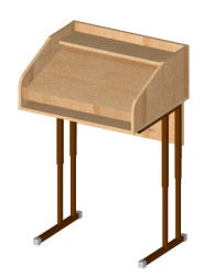 Table (metal frame) for a foreign language classroom without acoustic half-cabinet