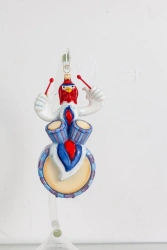 Licence Christmas tree toy made of glass "Cock on drums"
