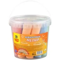 Coloured crayons for asphalt Multi-Pulti, 14pcs, 7 colours, round, plastic bucket