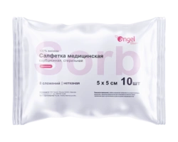Medical sorption sterile nonwoven napkin 5cm x 5cm 12 folds according to TU 32.50.50-014-14959781-2019