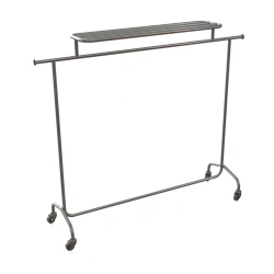 Mobile aluminium floor rack with shelf