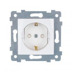"MARIA" Single socket socket mechanism with socket outlet with a curtain, w.s.p., colour white. RS16-446, colour white