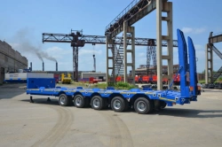 Semitrailer Politrans 9418-010. In design: metal platform with loading platform, with flatbed in the front part of the trailer.