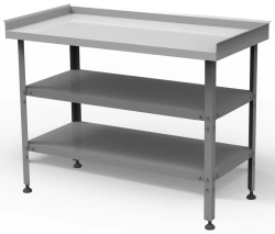 Cutting and production table with three sides, with two shelves SRP-3-0,6/1,5-2P