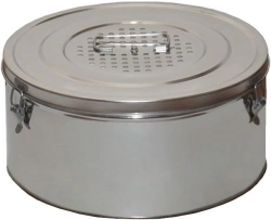 Sterilisation round boxes with filters KF-18 according to TU 9451-018-07614107-2002 and replacement parts: filters