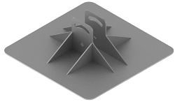 Roof support SM-KVP, with overall dimensions 300x300x98 mm, metal thickness 3,0 mm, hot-dip galvanised steel