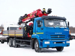 Special purpose vehicle with hydraulic loading crane of MKMA type on the basis of KAMAZ 65117 and its modifications 64K06N-U4