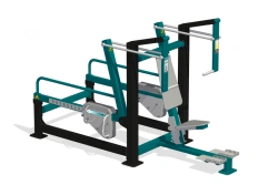 Outdoor strength training machine for training pectoral muscles by forward from sitting position