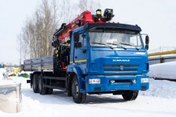 Special purpose vehicle with MKMA type hydraulic loading crane on the basis of KAMAZ 65117 and its modifications 64K06N-UE
