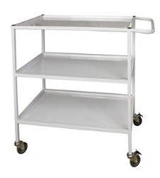Procedure and manipulation table made of metal frame with glass shelves on wheeled supports (mobile), to be equipped with the fo