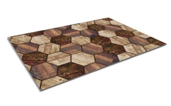 Moisture absorbent SHAHINTEX DIGITAL PRINT cut-out mat (19) "Parquet" honeycomb 50x80 brown