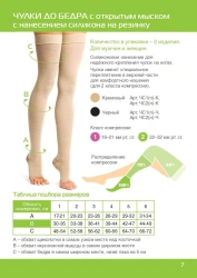 Open toe thigh compression stockings with silicone (II compression class, Size No. 1,2,3,4,5,6). Article - CS2(n)-