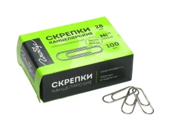 Paper clips 28 mm 100 pcs., nickel-plated