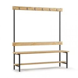Bench with locker room rack