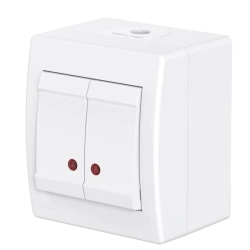 CADUCEUS ALING POWER Outdoor two-way switch with OFF indication 10AX, 250V~, IP44, white, art.