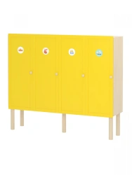 Cloakroom cupboard / 4 sections / yellow