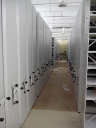 Mobile metal shelving units