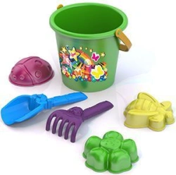Sand set #79 (Butterfly+flower+ ladybug moulds, rake, scoop, bucket with seal)