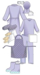 Set of clothes of infectious disease doctor, protective, specially for work with pathogens of 1-2 gr. pathogenicity in a closed