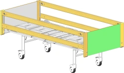 KF3-01-"MSC" (MSC-6103EP) - Functional bed, on wheels, complete with slatted side rails made of solid beech wood, sp