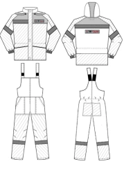 Women's suit (jacket, dungaree) for protection against general industrial pollution and mechanical effects (abrasion)
