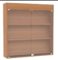 3-shelf hinged display cabinet with glass