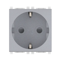 CADUCEUS ALING Experience Flush-mounted socket outlet with grounding with blinds without centre screw 16A, 250V~, 2M, silver, ar