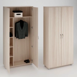 Cupboard with shelves and pull-out rod
