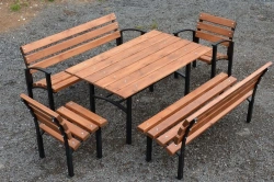 Metal-framed park furniture (set) of "Edelwood" trade mark