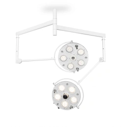 Medical LED surgical luminaire with ceiling mount (ceiling mounted dual dome with 6 module) 125744:Medical LED surgical luminair