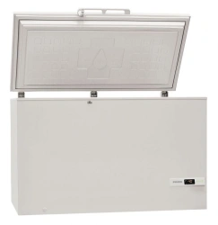 Microprocessor freezer with sound and light signalling and temperature display for frozen blood plasma storage
