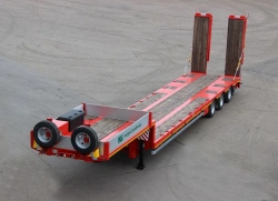 Semitrailer Tverstroimash 993931 modification 0023 variant with spring-balanced suspension and hydraulic ramps