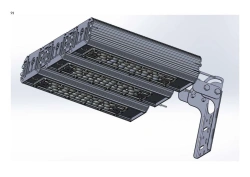 LED luminaire "Industrial Design MTM IoT" series CUBIC 140 Three modules Connection from sides 180 degrees Mounting Cantilever
