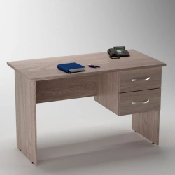 Straight office desk without rounded corners, with 2 drawers