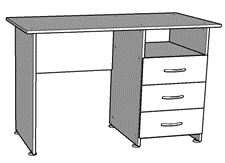 Desk (straight, rectangular, working, office) with drawer (3 drawers) Type 1