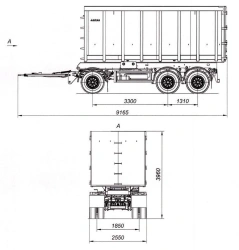Three-axle scrap wagon trailer 8465-31 with axles HJD13Y30S18-1840T16-060 with payload capacity of 12 tonnes