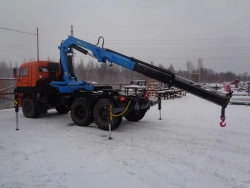 Special purpose vehicle with hydraulic loading crane of KMA type on the basis of KAMAZ 5350 and its modifications 51K10N-UK